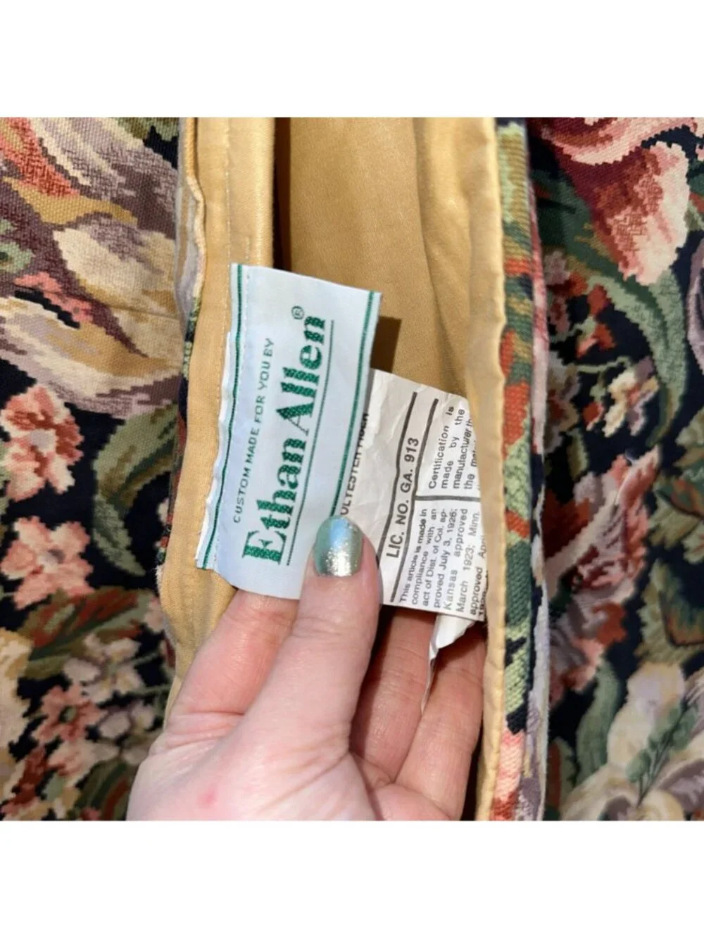 Vintage Ethan Allen King Duvet Cover Set 2 Shams 90s Floral Tapestry Blue Green
